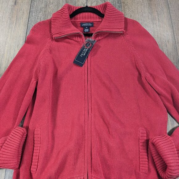 Jones New York Sweaters - Jones New York Signature Sweater Womens XL Red Long Sleeve Zip Cotton Knit NWT